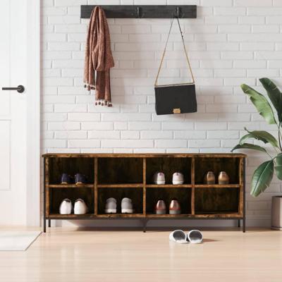 Schoenenkast 131x35x50 cm bewerkt hout gerookt eikenkleurig Schoenenkast 131x35x50 cm bewerkt hout gerookt eikenkleurig