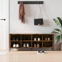 Schoenenkast 131x35x50 cm bewerkt hout gerookt eikenkleurig - thumbnail