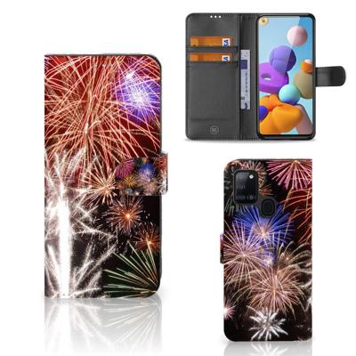 Samsung Galaxy A21s | Wallet Case | met Pasjes | Vuurwerk Samsung Galaxy A21s | Wallet Case | met Pasjes | Vuurwerk