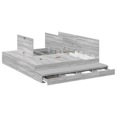 Opbergbedframe Grijs sonoma 236.5 x 200 x 31.5 cm Bewerkt hout