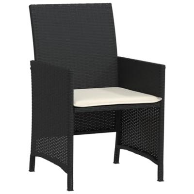 3-delige Bistroset met kussens poly rattan zwart 3-delige Bistroset met kussens poly rattan zwart