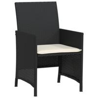 3-delige Bistroset met kussens poly rattan zwart - thumbnail