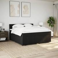 Boxspring met matras stof zwart 180x200 cm - thumbnail