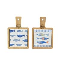 Decoris Snijplank met vissen porselein 18x12x1cm - thumbnail