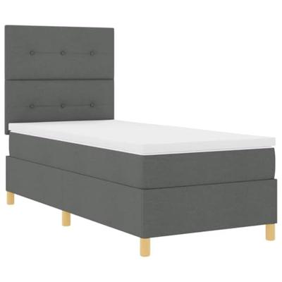 Boxspringbed met matras en LED stof donkergrijs 100x200 cm