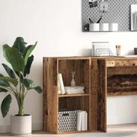 Boekenkast 40x30x77 cm bewerkt hout oud houtkleurig - thumbnail