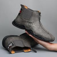 HL03033 Herfst Winter High-Top Mannen Schoenen Elastische Rits Martin Laarzen Grootte: 44 (grijs-fluwelen voering) - thumbnail