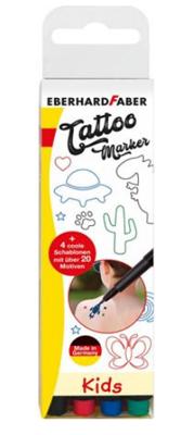 Eberhard Faber EF-559504 Tattoo Marker Kids 4 Stuks + Sjablonen Eberhard Faber EF-559504 Tattoo Marker Kids 4 Stuks + Sjablonen