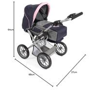 Bayer Chic Poppenwagen leni combi (donkerblauw met hartje) - thumbnail