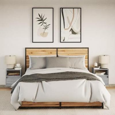 Nachtkastjes met LED's 2 st wandgemonteerd grijs sonoma eiken