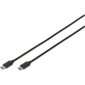 Digitus USB-kabel USB 2.0 USB-C stekker, USB-C stekker 1.80 m Zwart Rond, Stekker past op beide manieren, Afgeschermd (dubbel) DB-300138-018-S