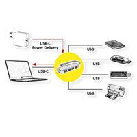 VALUE USB 3.2 Gen 1 hub, 4-poorts, type C aansluitkabel, met 1 PD poort - thumbnail