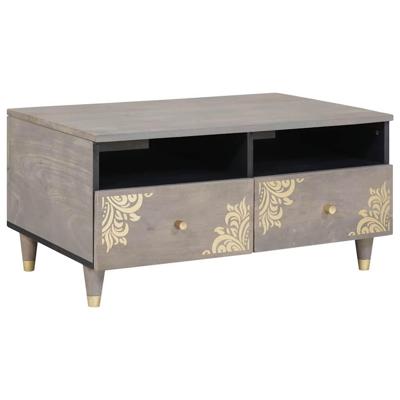 Salontafel with Drawer Grijs 80 x 54 x 40 cm massief mangohout