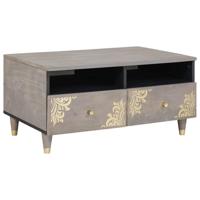 Salontafel with Drawer Grijs 80 x 54 x 40 cm massief mangohout - thumbnail