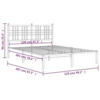 Bedframe met hoofdbord metaal wit 120x200 cm - thumbnail