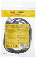 Delock USB-kabel USB 2.0 USB-A stekker, USB-micro-B stekker 1.50 m Zwart Incl. aan/uitschakelaar 84803 - thumbnail
