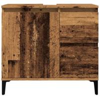 Wastafelkast 65x33x60 cm bewerkt hout oud houtkleurig - thumbnail