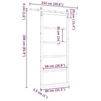 Schuifdeur Bruin 80 x 208 cm Massief grenenhout - thumbnail