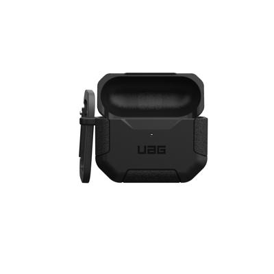 Urban Armor Gear Scout Case voor de Apple AirPods (3e generatie 2021) Case [Wireless Charging compatible/Status LED zichtbaar, gestructureerde TPU, afneembare karabijnhaak] zwart