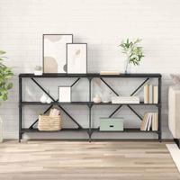 Wandtafel met plank Zwart Eiken 160 x 30 x 75 cm Bewerkt hout - thumbnail