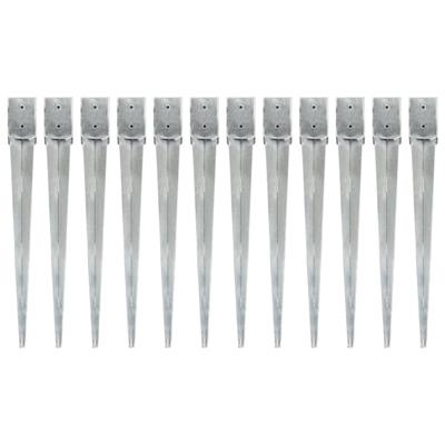Grondpinnen 12 st 10x10x91 cm gegalvaniseerd staal zilverkleurig