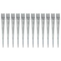 Grondpinnen 12 st 10x10x91 cm gegalvaniseerd staal zilverkleurig - thumbnail