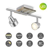 Light depot - LED opbouwspot Drift 2 lichts - 35,5 cm - mat staal - Outlet - thumbnail