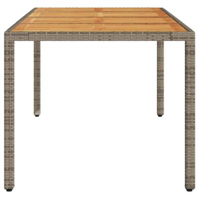 Tuintafel met acaciahouten blad 190x90x75 cm poly rattan grijs Tuintafel met acaciahouten blad 190x90x75 cm poly rattan grijs