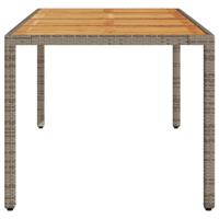Tuintafel met acaciahouten blad 190x90x75 cm poly rattan grijs - thumbnail