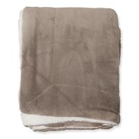 Plaid-deken Espoo taupe Coral fleece met zachte binnenzijde van sherpa 150x200cm - thumbnail