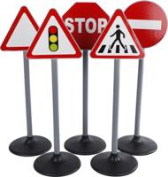 Kids Globe maxi 5 verkeersborden dubbelzijdig 10 stickers - thumbnail