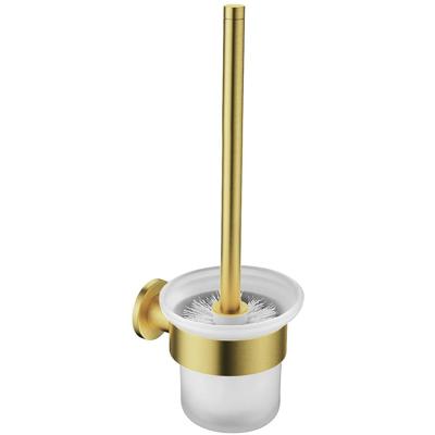 WC Borstel met Houder - Toiletborstelhouder - Leoni Rimbo - Rond - PVD - Geborsteld Goud