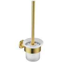WC Borstel met Houder - Toiletborstelhouder - Leoni Rimbo - Rond - PVD - Geborsteld Goud - thumbnail