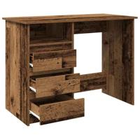 Bureau 102x50x75 cm bewerkt hout oud houtkleurig - thumbnail