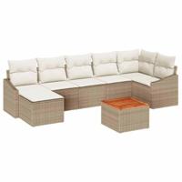 Tuinbankenset met opslag 8 pcs Beige en Crème poly rattan - thumbnail