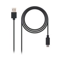 NANOCABLE 10.01.2102 3A USB 2.0 naar USB-C, hoofdgebruik, mobiele telefoons, tablets, laptops enz. tot 3 ampère oplaadkabel, type C/M-A/M, stekker op stekker, zwart, 2 m - thumbnail