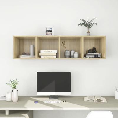 VidaXL Wandkasten 4 st 37x37x37 cm bewerkt hout sonoma eikenkleurig