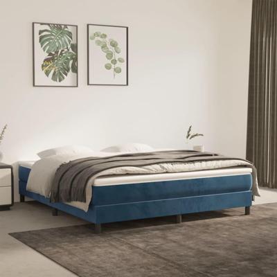 Boxspring met matras fluweel donkerblauw 160x200 cm
