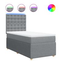 Boxspring met matras stof lichtgrijs 120x190 cm - thumbnail