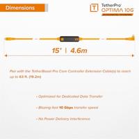 Tether Tools TetherPro Optima 10G USB-C, 15&apos; (4.6m), straight to right orange - thumbnail