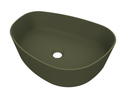 Arcqua Rocker waskom - 50x37x13cm - opbouw - rechts - organisch - cast marble groen mat WAS399111