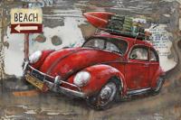 Schilderij - Metaalschilderij - Beach Oldtimer, 120x80cm - thumbnail