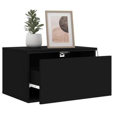 Nachtkastjes met LED's 2 st wandgemonteerd zwart Nachtkastjes met LED's 2 st wandgemonteerd zwart