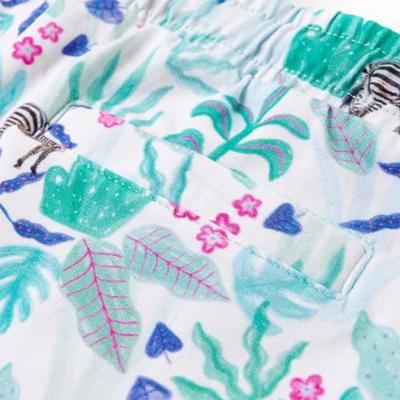 Kindershorts met trekkoord 116 ecru en donkermint