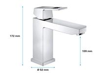 GROHE Eurocube waterbesparende wastafelkraan medium 28mm met temperatuurbegrenzer chroom 23446000 - thumbnail