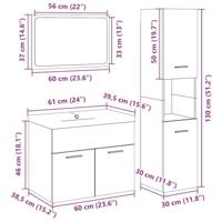 4-delige Badkamermeubelset bewerkt hout betongrijs - thumbnail