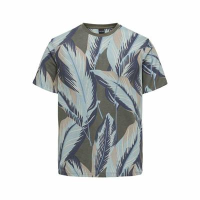 Heren-T-Shirt met Korte Mouwen Only & Sons Onskobe Reg Banana Leaf Olijf - Maat: L