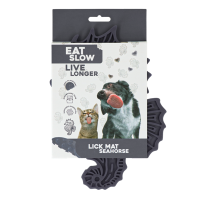 Eat Slow Live Longer Lick Mat Seahorse Grijs