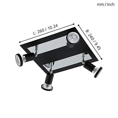 Eglo Led plafondspotSarria 4-lichts zwart - 94966