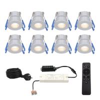 Set van 8 Milano inbouwspots 12V - IP65 waterdicht - 2700K warm wit - 3 Watt 200 lumen - RVS - Verandaverlichting - Dimbaar - thumbnail